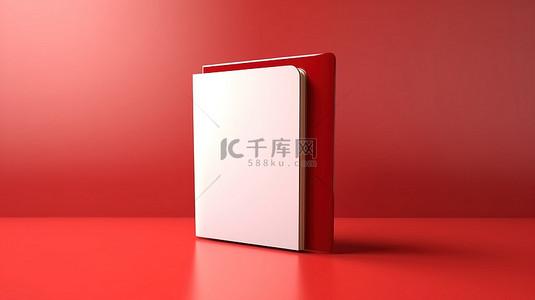红色纸质背景图片_带红色塑料卡插件的纸质小册子支架的时尚 3D 渲染