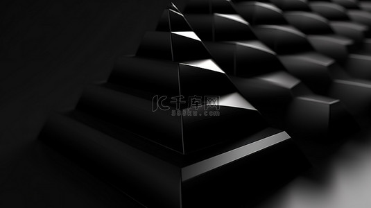 具有黑色渐变渲染的三角形 3D 结构