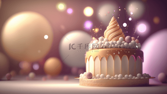 生日蛋糕光斑珍珠唯美背景