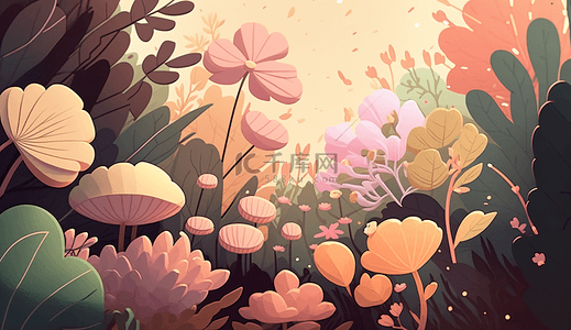 卡通花朵图案背景图片_花朵植物海报边框装饰自然背景