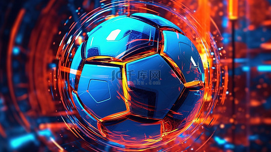 彩色金属背景图片_科幻足球的未来网络彩色 3D 插图