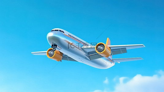 3D 将货运飞机渲染为蓝天商业工业纸箱包裹箱