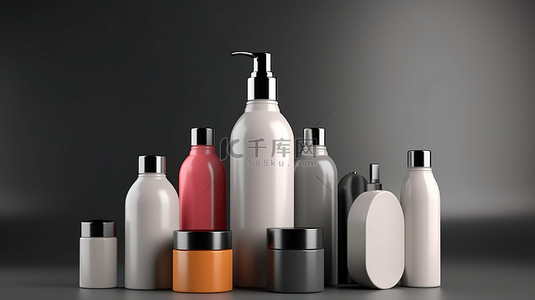 美的加湿器背景图片_使用 3D 化妆品瓶系列模拟您的设计