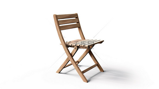 用于户外花园家具的木椅，在白色背景下隔离，带有剪切路径，包括 3D 渲染