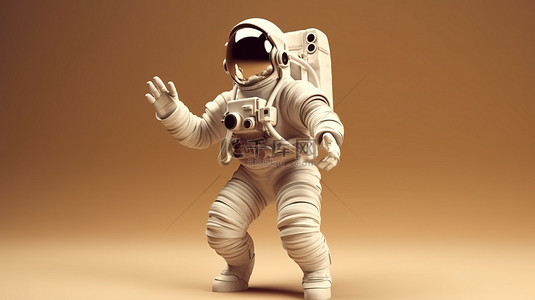3d 宇航员与高保真手势尖端插画设计