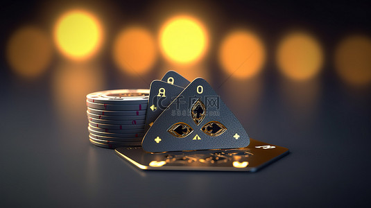 赌场设置中的黑桃套装筹码 3D 渲染插图