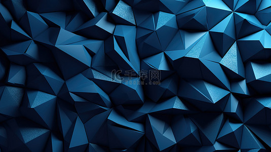 深蓝色阴影中三角形多边形的 3d 渲染