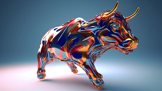 令人着迷的 3D 渲染中充满活力的红牛
