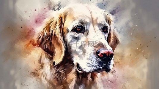 狗狗素描背景图片_数字绘制的水彩动物令人惊叹的狗的 3D 渲染