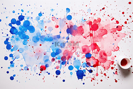 纸杯展示背景图片_此活动展示了蓝色和红色油漆中使用的颜色