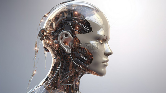 3d 渲染人工智能机器人头
