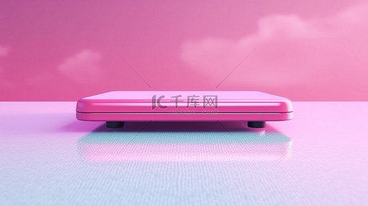 3D 渲染双色调粉色跳板，用于游泳池