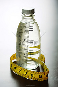 水瓶背景图片_一个水瓶，周围有卷尺