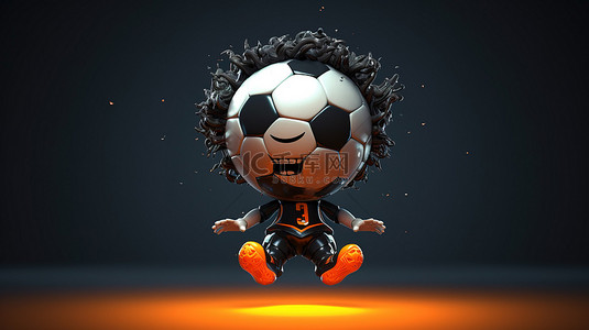 足球卡通背景图片_3D动画足球吉祥物