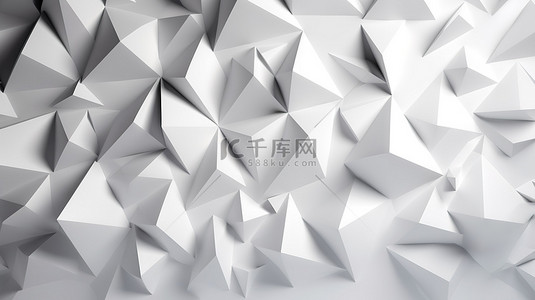 抽象背景中的 3d 渲染白色三角形图案