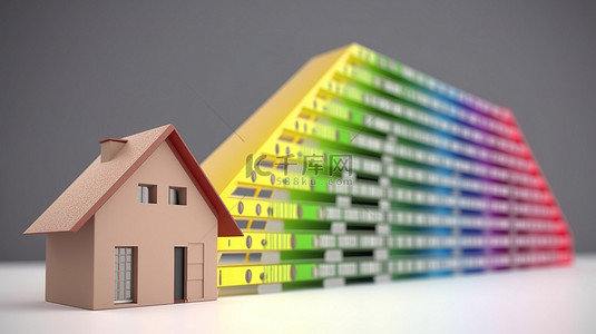 家居环境插画背景图片_以 3d 呈现的房屋能源标签