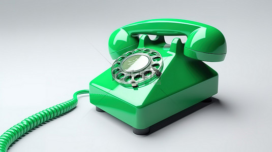 绿色电话图标与接受来电 3D 插图隔离在白色背景