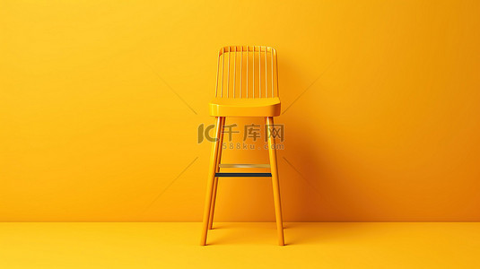 酒吧和餐馆充满活力的黄色椅子的 3D 插图