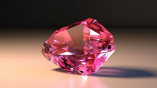 令人惊叹的粉红色调的多面金块晶体的 3D 渲染