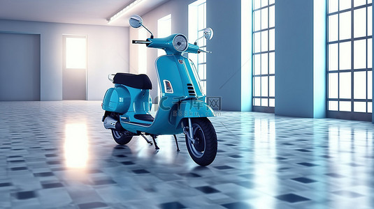 卡通骑背景图片_3d 创建的蓝色当代城市轻便摩托车