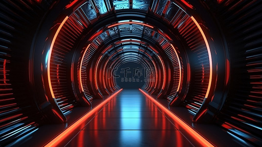 运20高清图片背景图片_未来隧道 3D 渲染中的照明反射