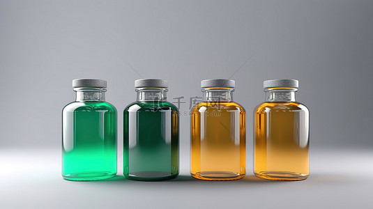 医生与背景图片_3d 渲染的医疗瓶，用于与药物内容相关的健康内容