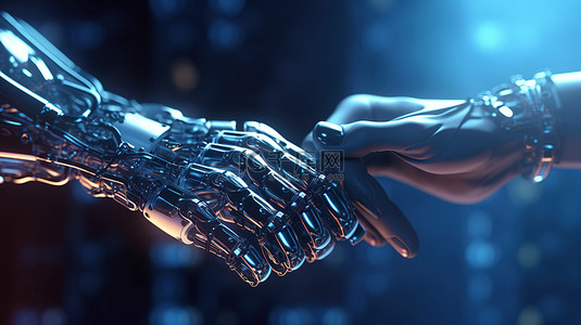 手指与手指背景图片_与另一个设备建立技术连接的机器人手的 3D 渲染