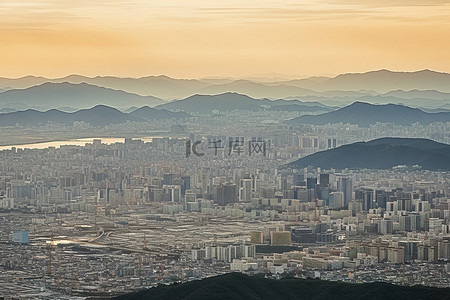 国学达人背景图片_从地平线看韩国首尔