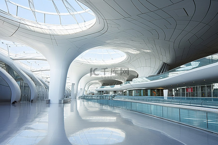 机场大巴背景图片_韩国机场大楼