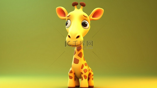 卡通哺乳动物背景图片_3d 渲染中的可爱卡通长颈鹿