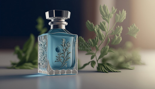 香水蓝色植物背景
