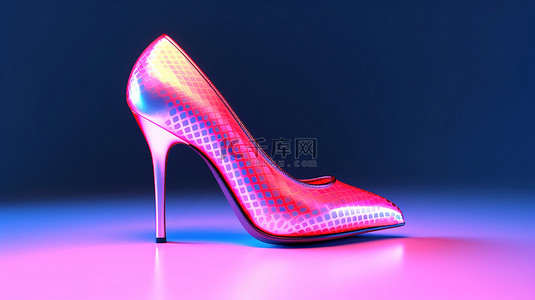 黑色高跟鞋图案背景图片_3D 插图中女式高跟鞋的详细视图