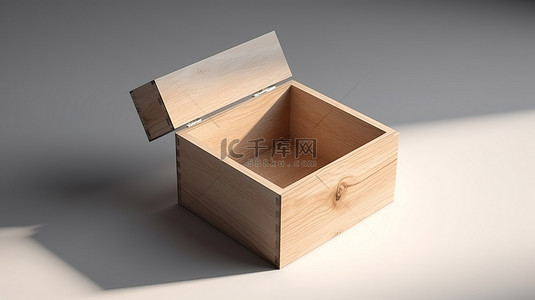 小礼品样机背景图片_白桌上阴影木箱模型的 3D 渲染