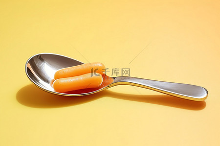 蔬菜免扣PNG图背景图片_一个勺子，上面放一小勺胡萝卜