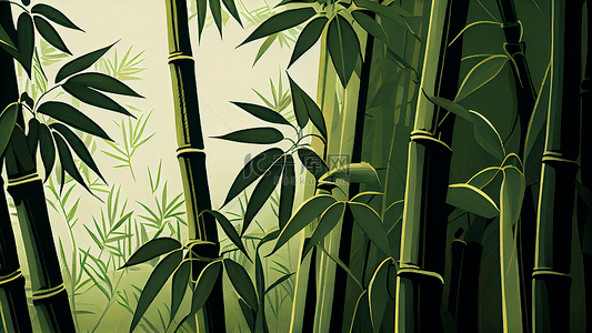 简约绿色植物背景背景图片_竹子绿色插画简约背景