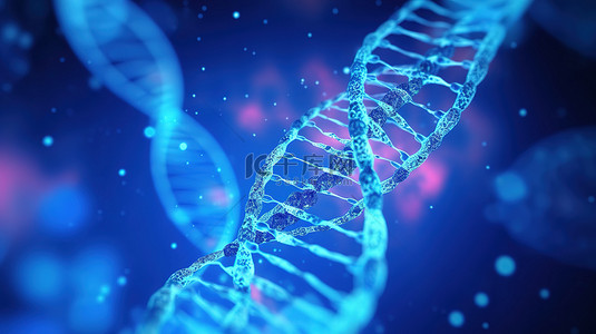 背景聚光灯背景图片_蓝色背景上二进制代码转化为 DNA 的烟雾填充 3D 插图