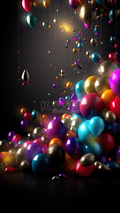 新年气球背景图片_派对气球光泽暗色背景