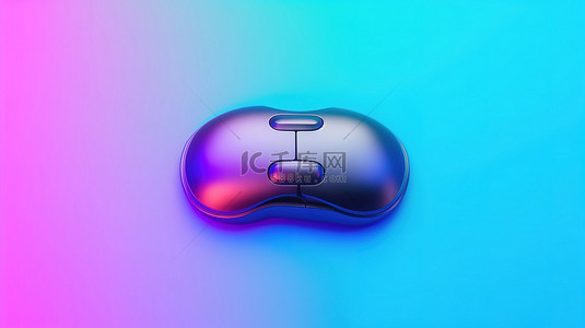 蓝紫色柔和背景上的顶视图娱乐浮雕 3D 眼镜和电脑鼠标
