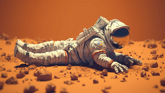 卡通星球太空背景图片_3d 渲染的宇航员自由落体