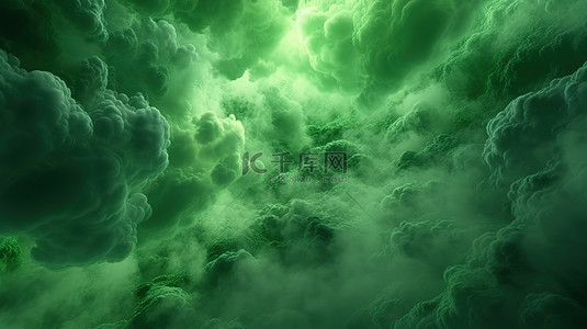绿云空间背景的 3d 渲染