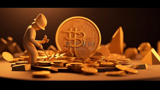 web标题设计背景图片_粘土风格的加密货币交易者 3D 渲染概念艺术