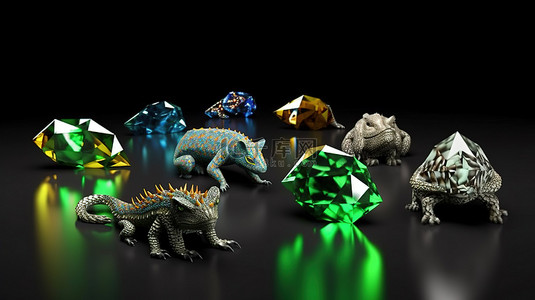 主题大背景图片_各种动物形状的钻石，以滑行的蛇和自然为主题的设计