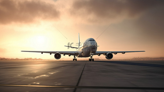 航空公司背景图片_3d 跑道上的飞机