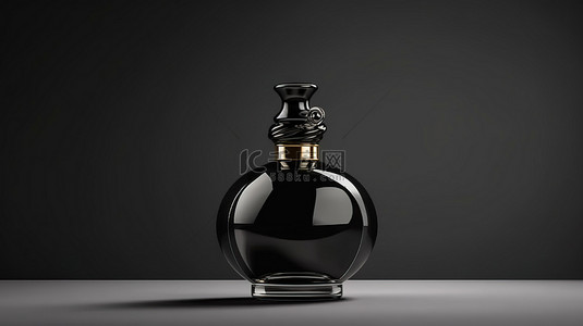时尚黑色香水瓶样机的 3D 渲染