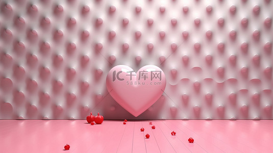 520中秋情人节框背景图片_情人节 3D 渲染心形背景设计
