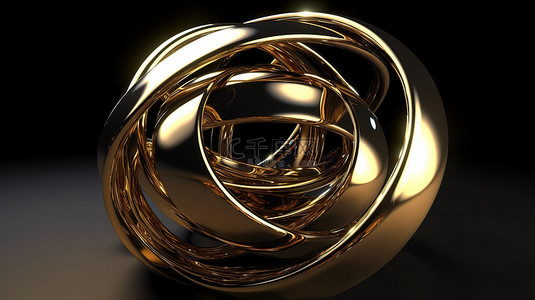 星球圈背景图片_3d 渲染中具有球体和环形元素的金属抽象形状
