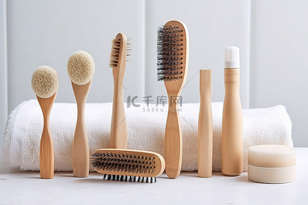 护发素背景图片_使用天然环保毛刷去除头发上的污垢和护发素