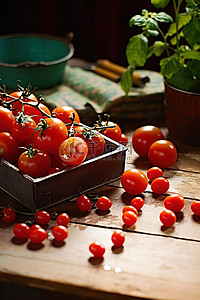 餐桌上可以找到许多西红柿和其他蔬菜