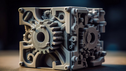 使用粉末工业打印机对灰色物体进行体积 3D 打印