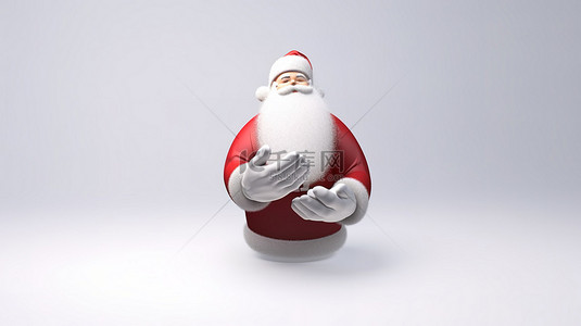 圣诞老人手里拿着圣诞球，令人惊叹的 3D 渲染